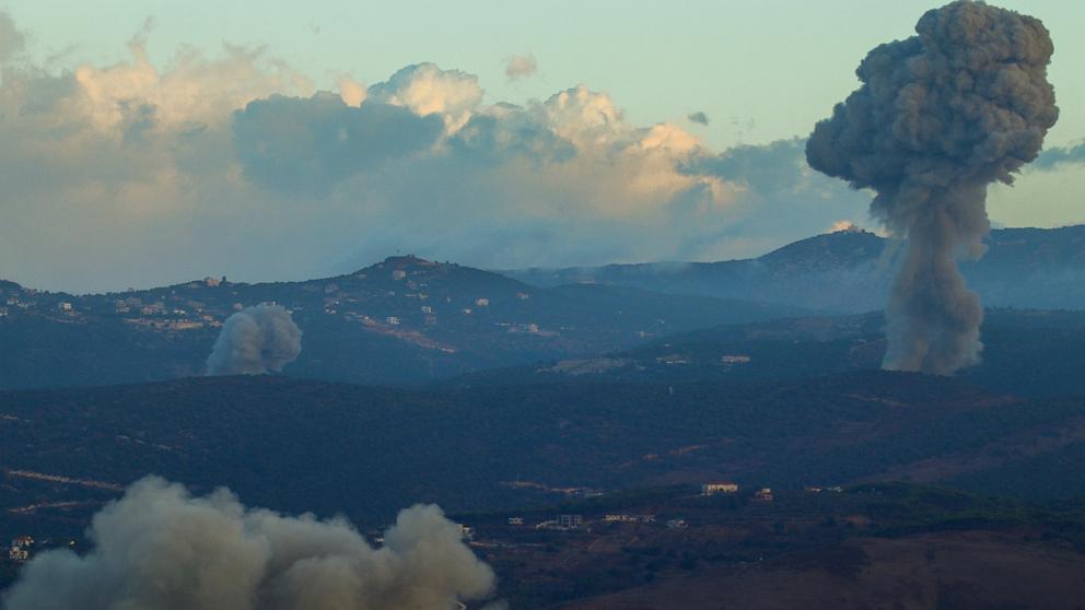 PHOTO: Smoke billows from the site of an Israeli airstrike in Aramti, near the Lebanon-Israel border, Sept. 23, 2024.