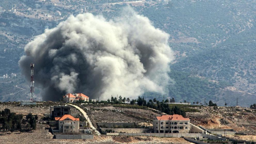 PHOTO: Smoke rises from the site of an Israeli airstrike that targeted the southern Lebanese village of Khiam, Oct. 18, 2024.