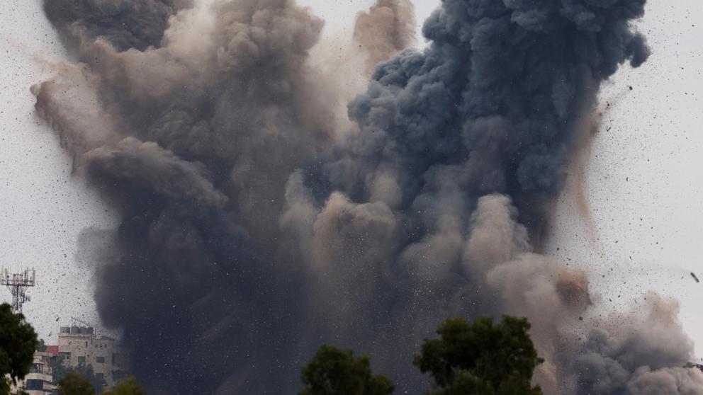 PHOTO: Smoke billows amid the ongoing hostilities between Hezbollah and Israeli forces, as seen from Tyre, southern Lebanon, Oct. 7, 2024.