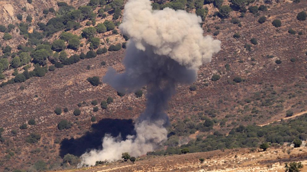 PHOTO: Smoke billows after an Israeli strike near the southern Lebanese village of Al-Mahmoudiye on September 24, 2024.