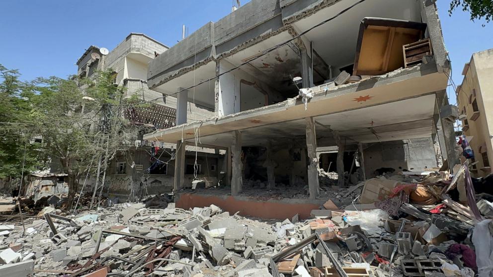 PHOTO: A house destroyed in an operation by Israeli Special Forces is seen in the Nuseirat camp, in the central Gaza Strip, on June 8, 2024. 