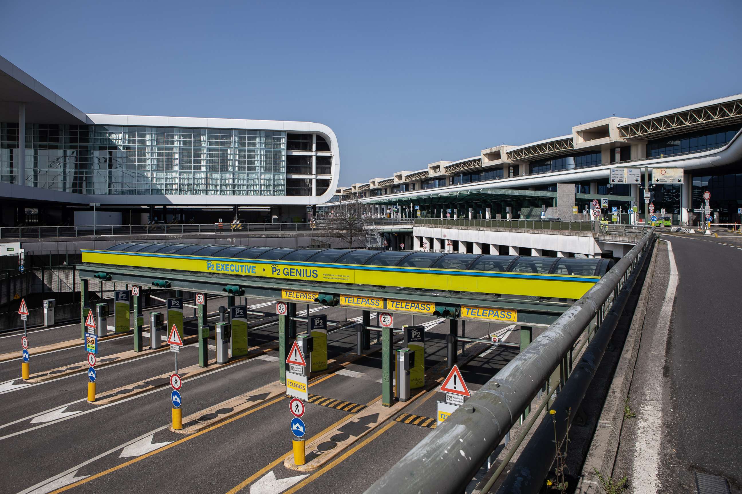 PHOTO: A general view of a deserted Terminal 1 at Milan - Malpensa airport, March 18, 2020, in Ferno, Italy.