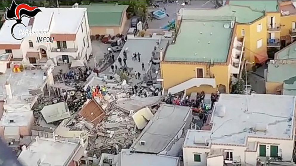 PHOTO: An overview from Italian Carabinieri helicopter after an earthquake hit the island of Ischia, off the coast of Naples, Italy, Aug. 22, 2017.