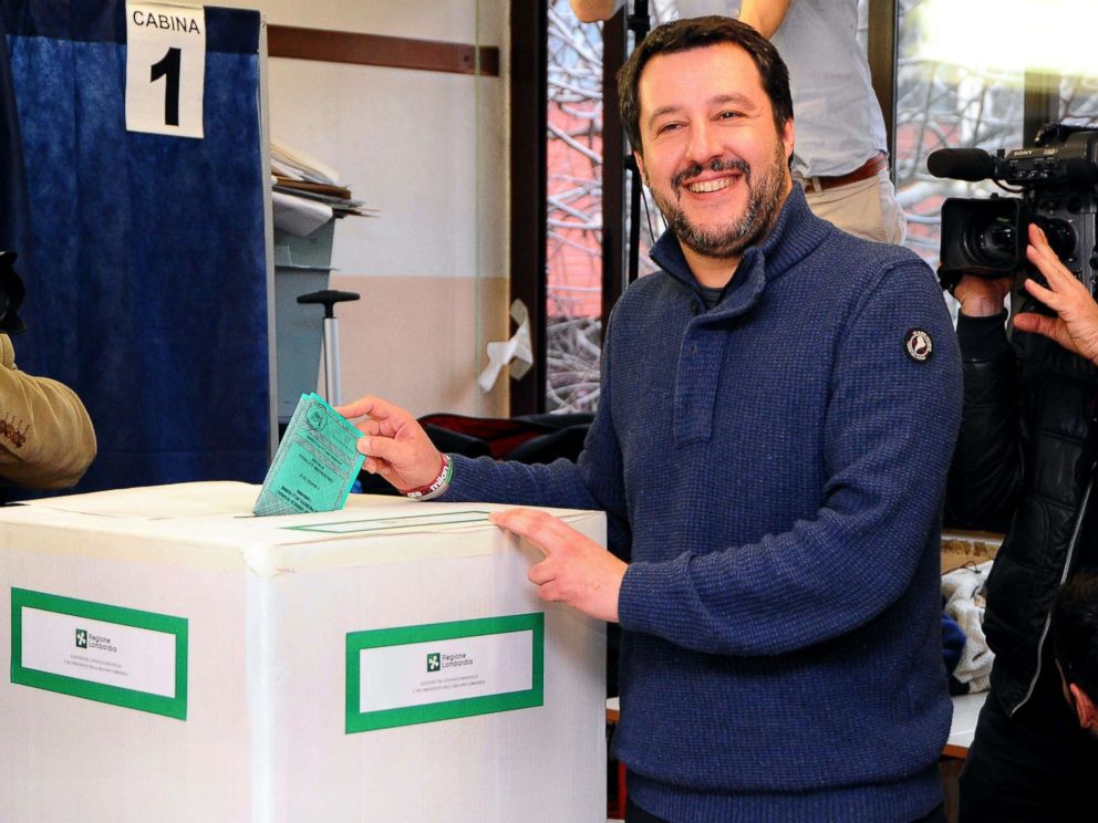 PHOTO: Matteo Salvini voting at the political elections 2018 in Italy, March 5, 2018.