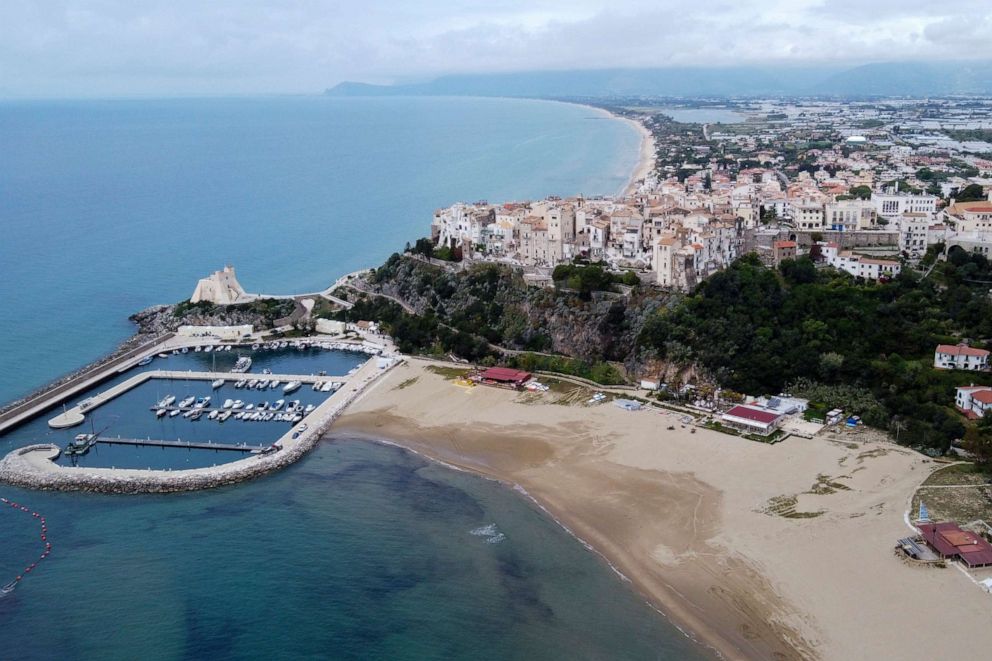 PHOTO: A view of the seaside town Sperlonga and its beaches, about 80 miles south of Rome, April 28, 2020