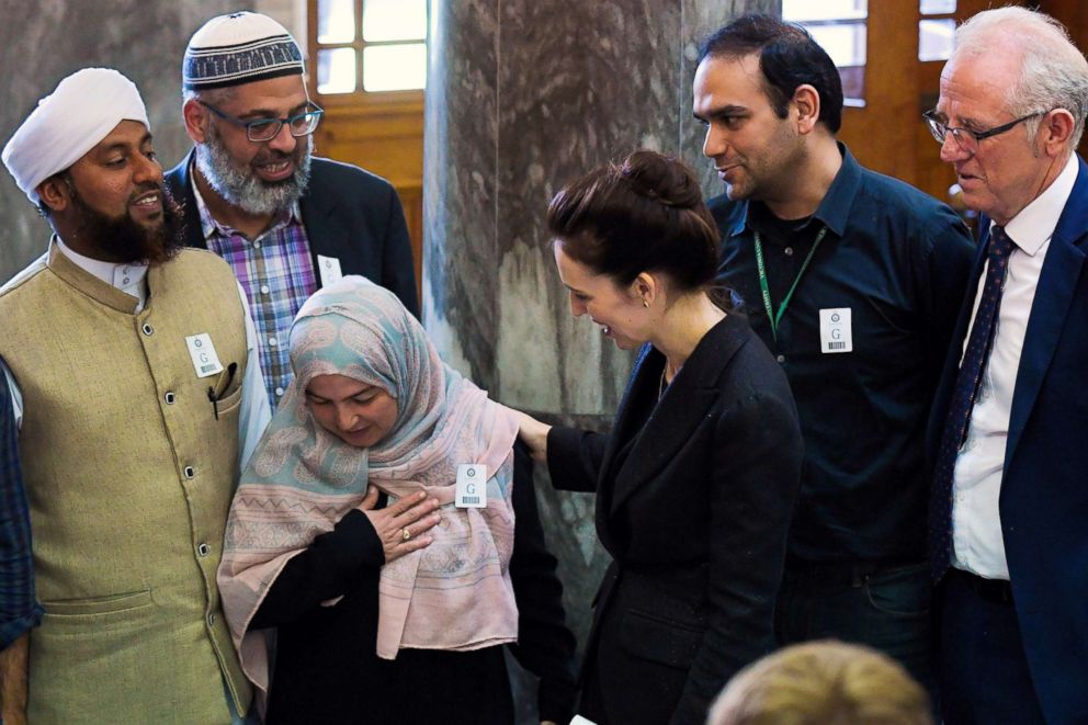 PHOTO: New Zealand Prime Minister Jacinda Ardern meets with Muslim community leaders after the Parliament session in Wellington on March 19, 2019.