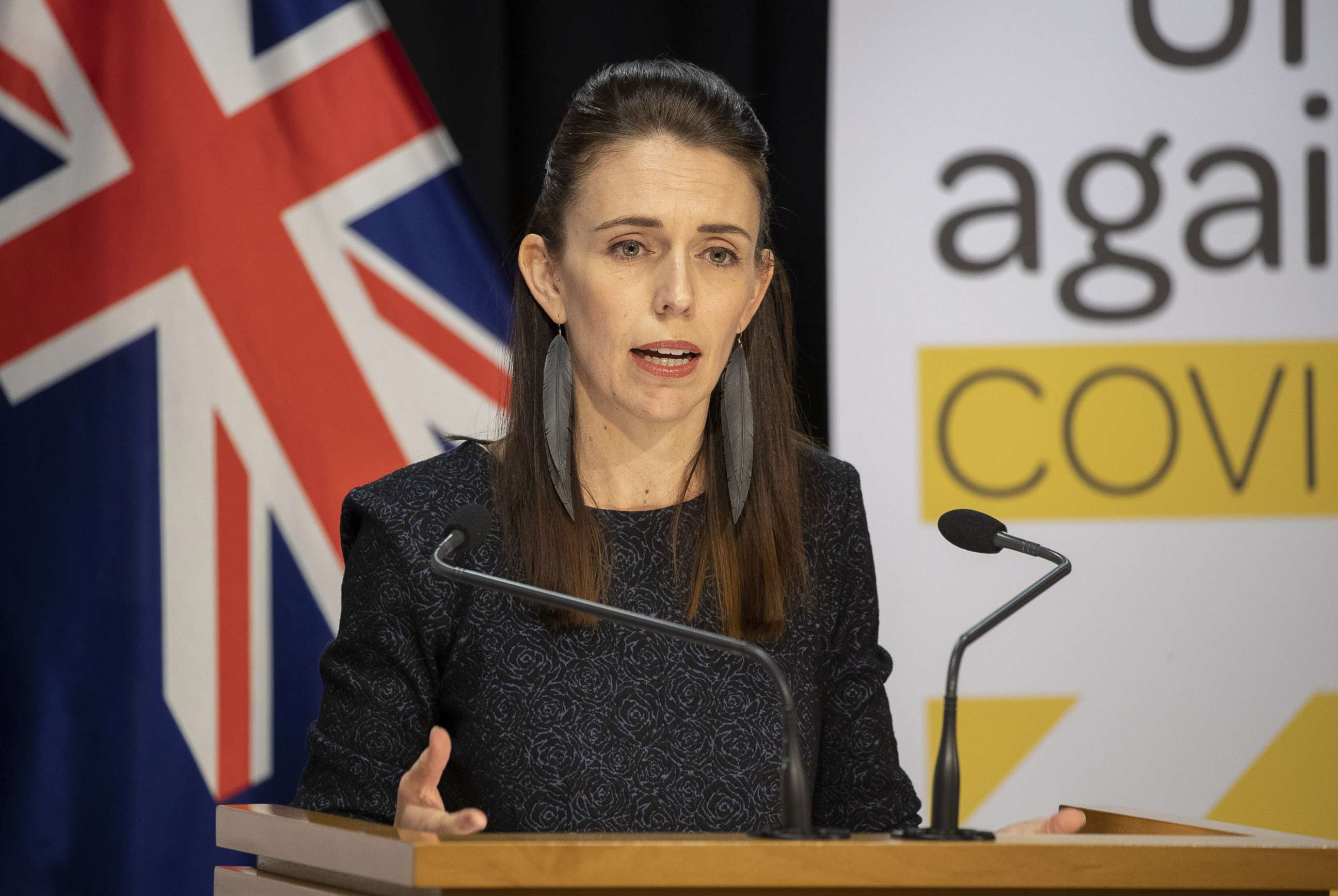 PHOTO: Prime Minister Jacinda Ardern speaks during the update on the All of Government COVID-19 national response, at Parliament on April 15, 2020, in Wellington, New Zealand.