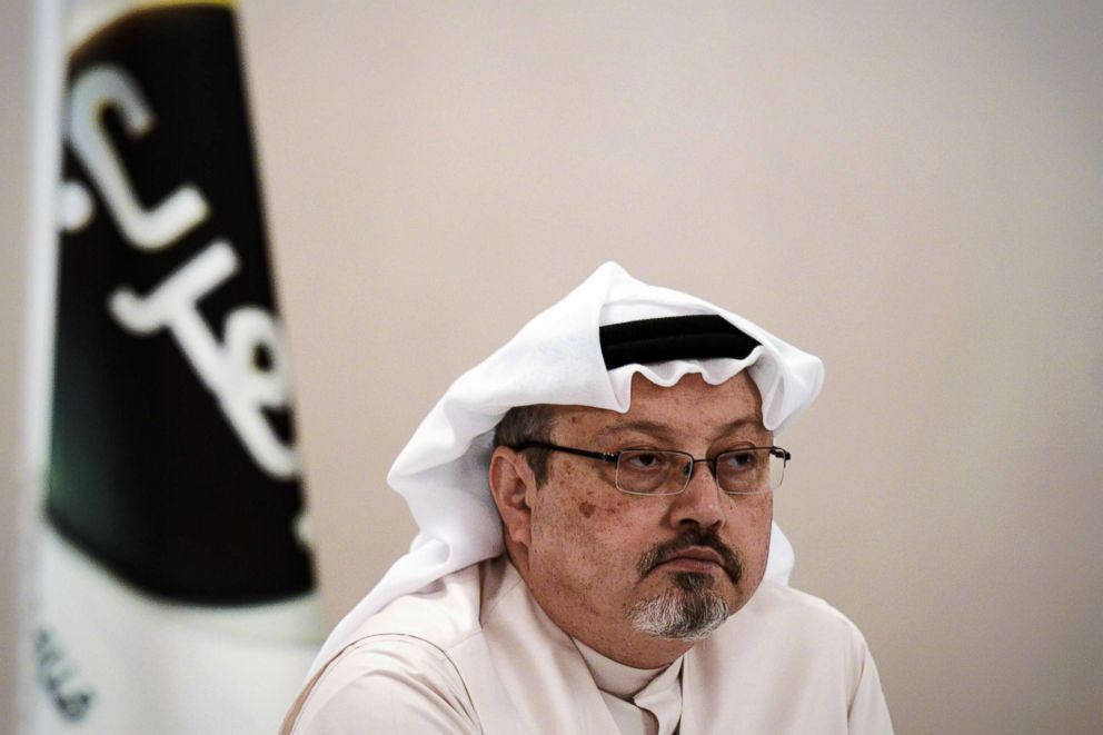 PHOTO: A general manager of Alarab TV, Jamal Khashoggi, looks on during a press conference in the Bahraini capital Manama, Dec. 15, 2014.