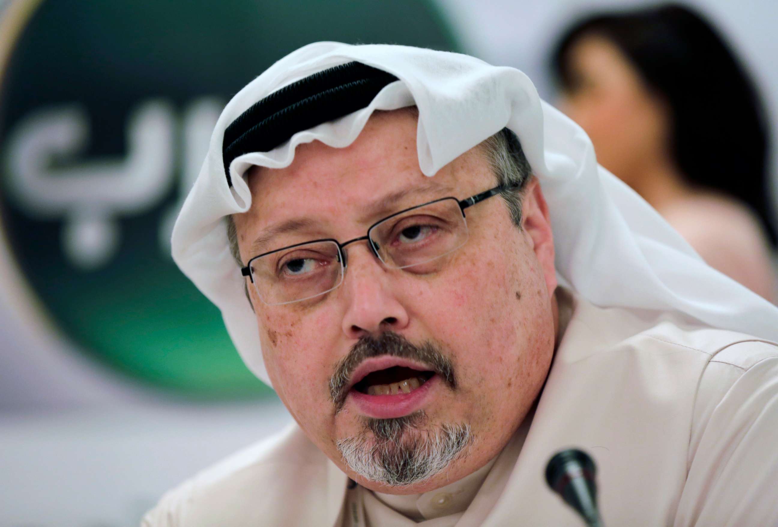 PHOTO: Saudi journalist Jamal Khashoggi speaks during a news conference in Manama, Bahrain, Feb. 1, 2015.