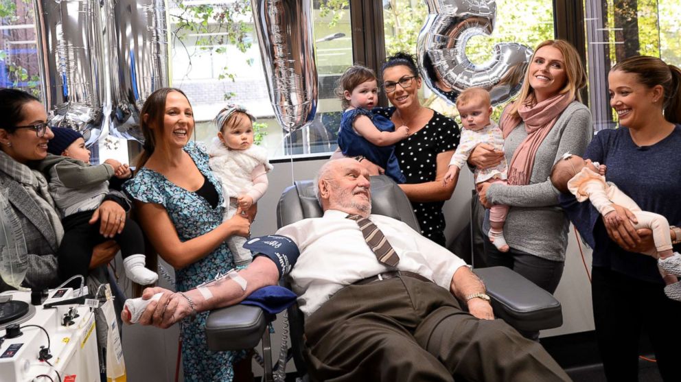 Man whose blood plasma saved over 2.4 million babies donates for the last time - ABC News