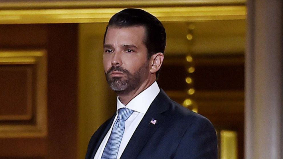 PHOTO: Donald Trump Jr. speaks during the first day of the Republican convention in Washington, Aug. 24, 2020.