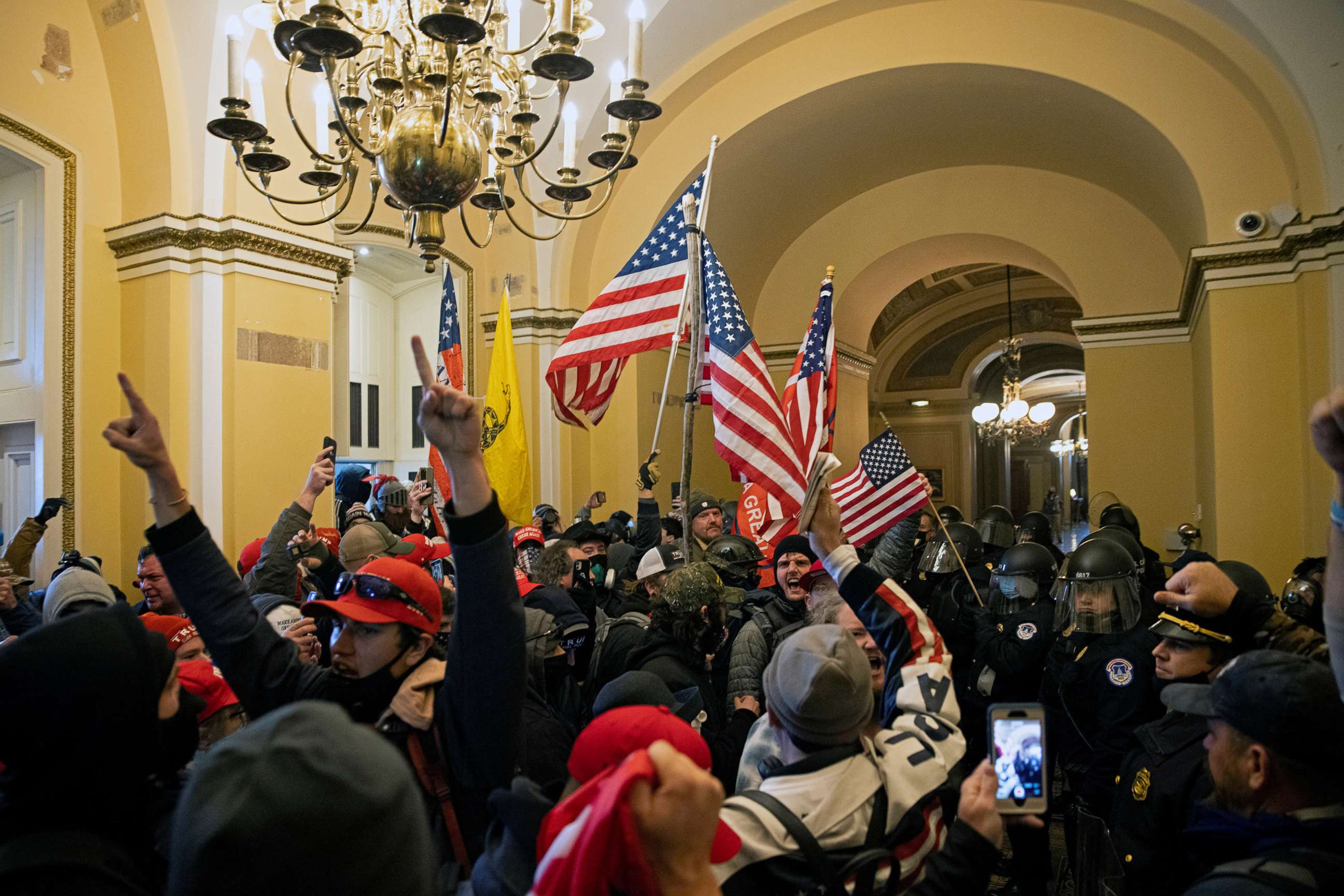 PHOTO: Supporters of President Donald Trump riot inside the US Capitol on Jan. 6, 2021 in Washington.