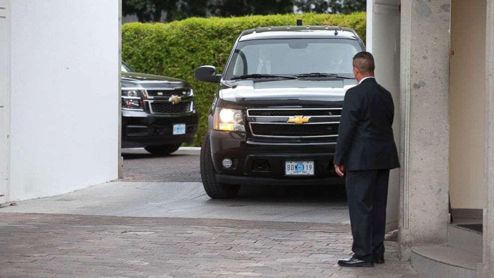 A convoy carrying White House envoy Jared Kushner leaves the Los Pinos presidential residence in Mexico City, March 7, 2018.