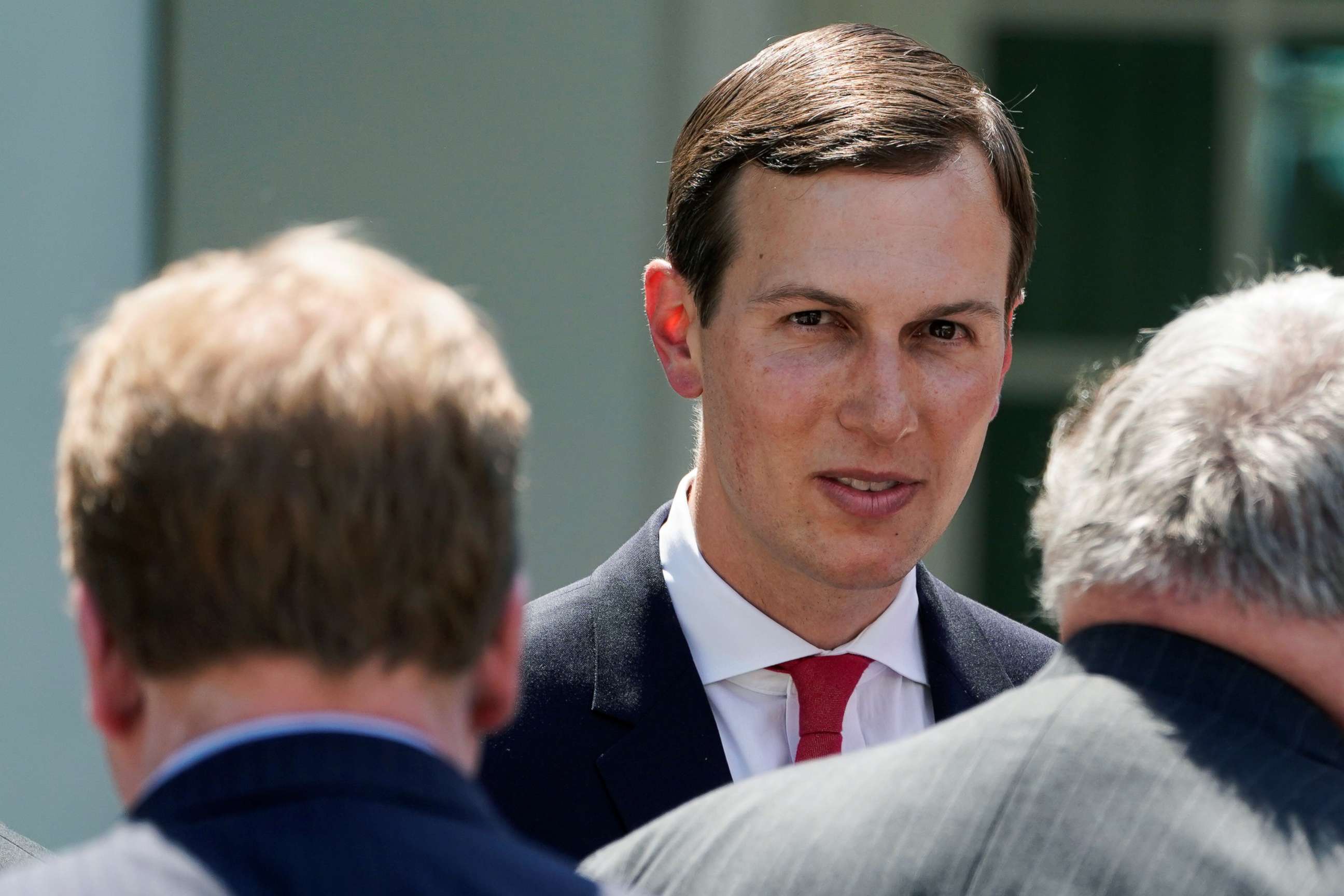 PHOTO: Senior White House Advisor Jared Kushner speaks with guests after U.S. President Donald Trump delivered remarks on immigration reform in the Rose Garden of the White House in Washington, May 16, 2019.