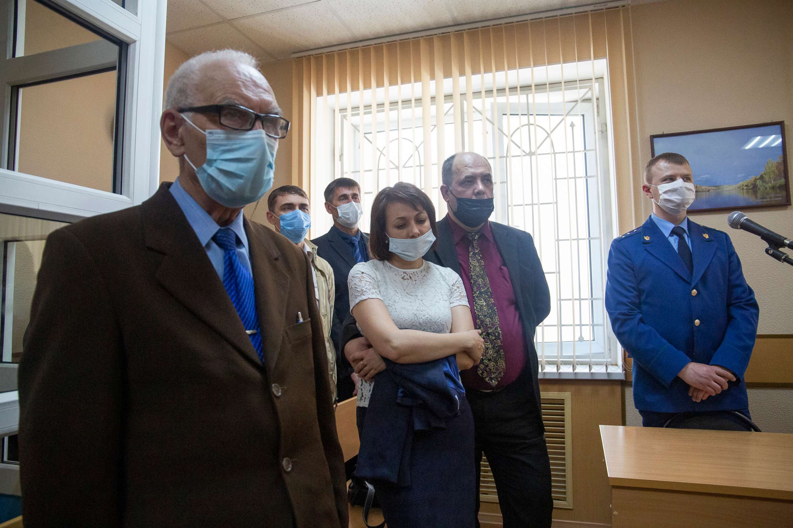 PHOTO: Members of the Jehovah's Witnesses attend a court session in Perm, Russia, Wednesday, May 12, 2021. The court handed suspended sentences to five members of the Jehovah's Witnesses in connection with their beliefs.