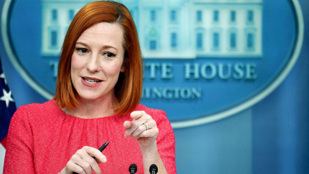 PHOTO: White House Press Secretary Jen Psaki holds a press briefing in the Brady Briefing Room of the White House in Washington, March 16, 2022.