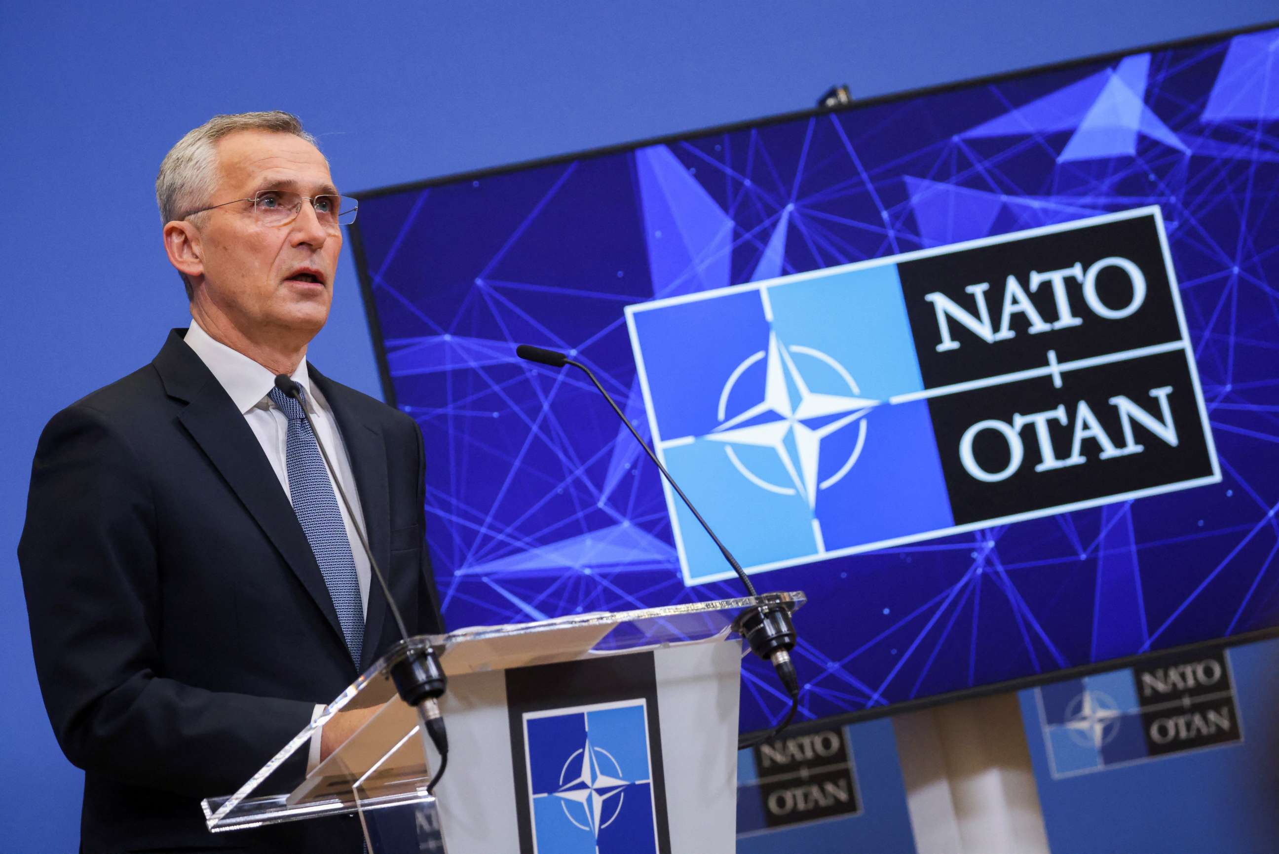 PHOTO: NATO Secretary-General Jens Stoltenberg speaks during a news conference following a NATO leaders virtual summit, after Russia launched a massive military operation against Ukraine, in Brussels, Belgium Feb. 25, 2022.