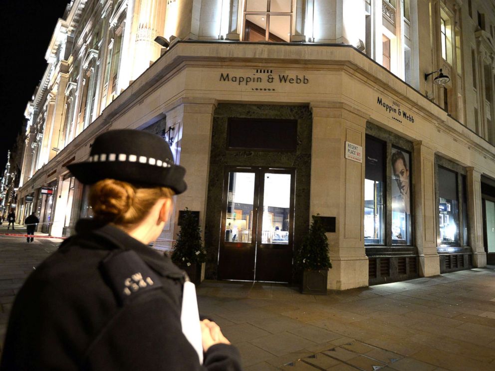 PHOTO: Damage shown in the Mappin and Webb jewelry store on Regents Street, following a smash and grab raid, in central London, Oct. 9, 2017.