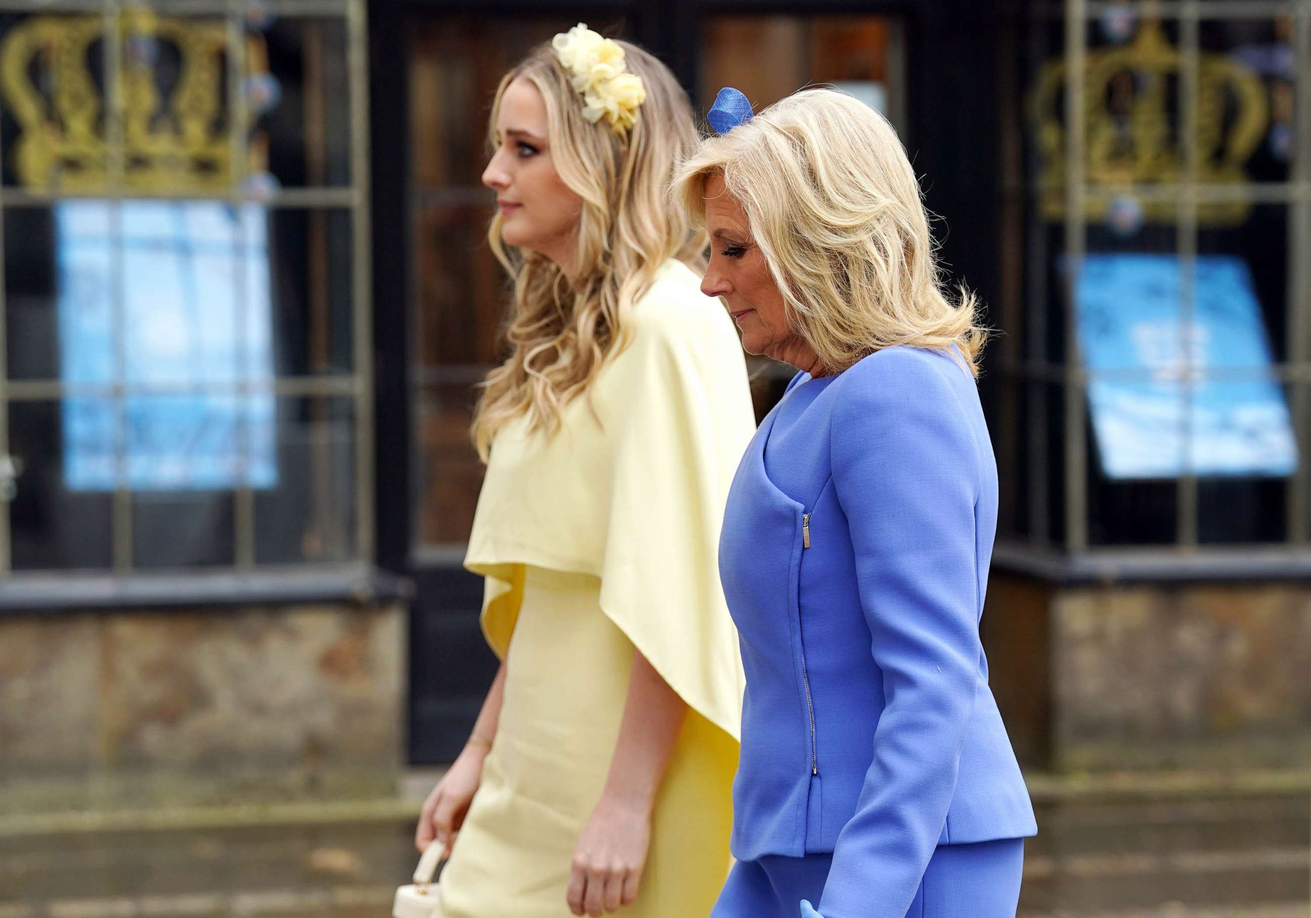 PHOTO: First lady Jill Biden and her granddaughter Finnegan Biden arrive at Westminster Abbey ahead of the Coronation of King Charles III and Queen Camilla, May 6, 2023 in London.
