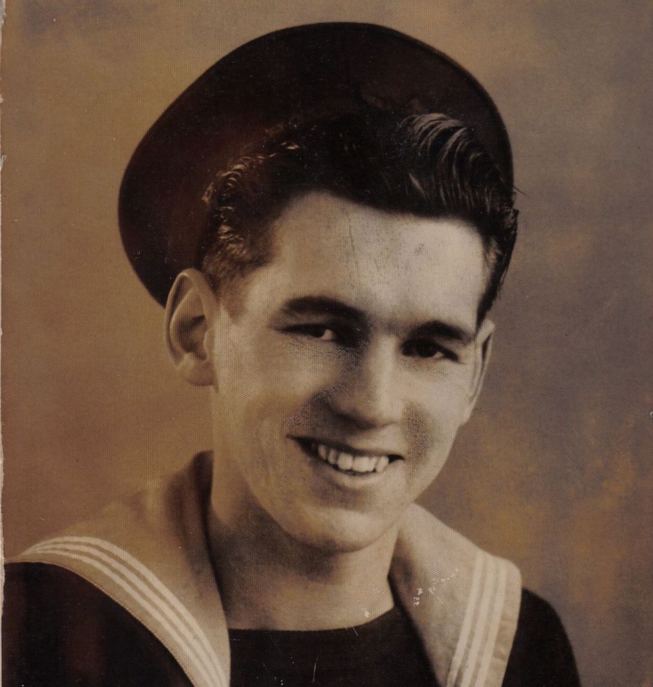 PHOTO: Jim Radford, here pictured as a sailor in the Royal Navy when he was 18, was just 15 years old when he served during the D-Day landings.