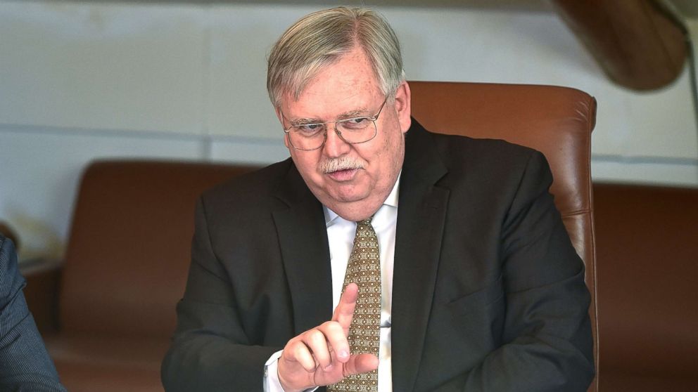 U.S. Ambassador in Russia John F.Tefft meets journalists on March 10, 2015, in Moscow.