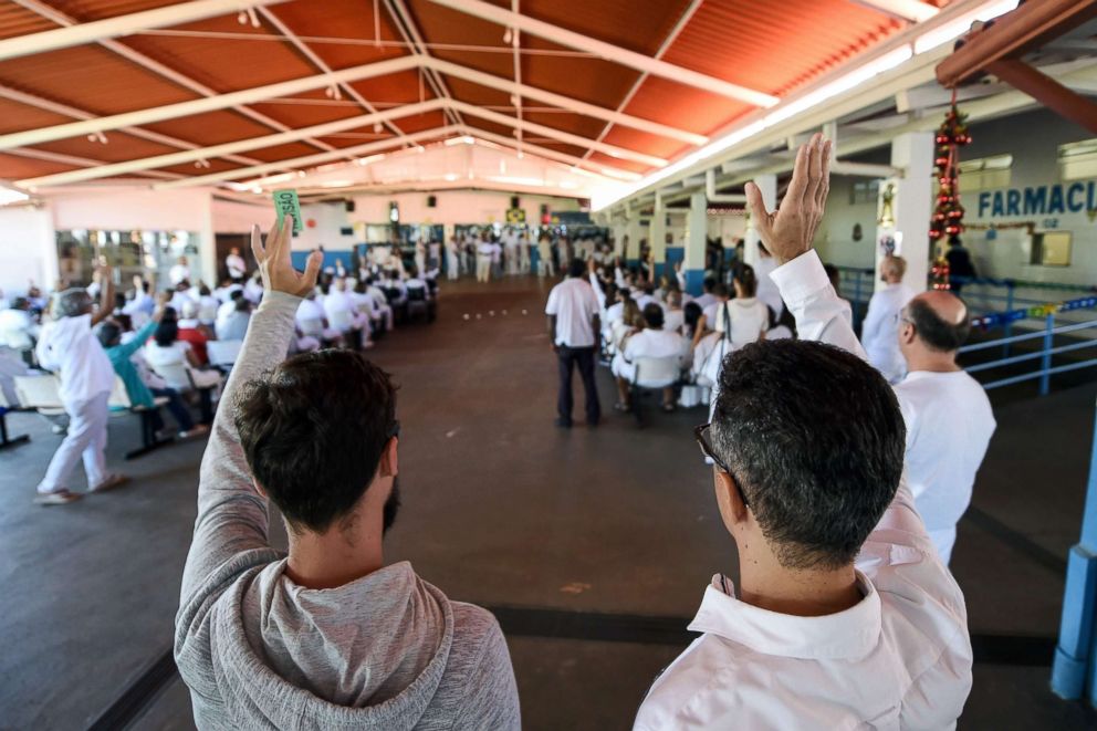 PHOTO: Followers of Brazilian spiritual healer Joao Teixeira de Faria, known as "John of God," pray at his healing center, Casa de Dom Inacio de Loyola, in Abadiania, Brazil, Dec. 12, 2018.