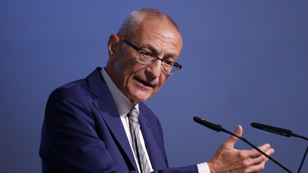 PHOTO: John Podesta, the U.S. Senior Advisor to the President for International Climate Policy, speaks to the media on the opening day of the UNFCCC COP29 Climate Conference on November 11, 2024 in Baku, Azerbaijan.