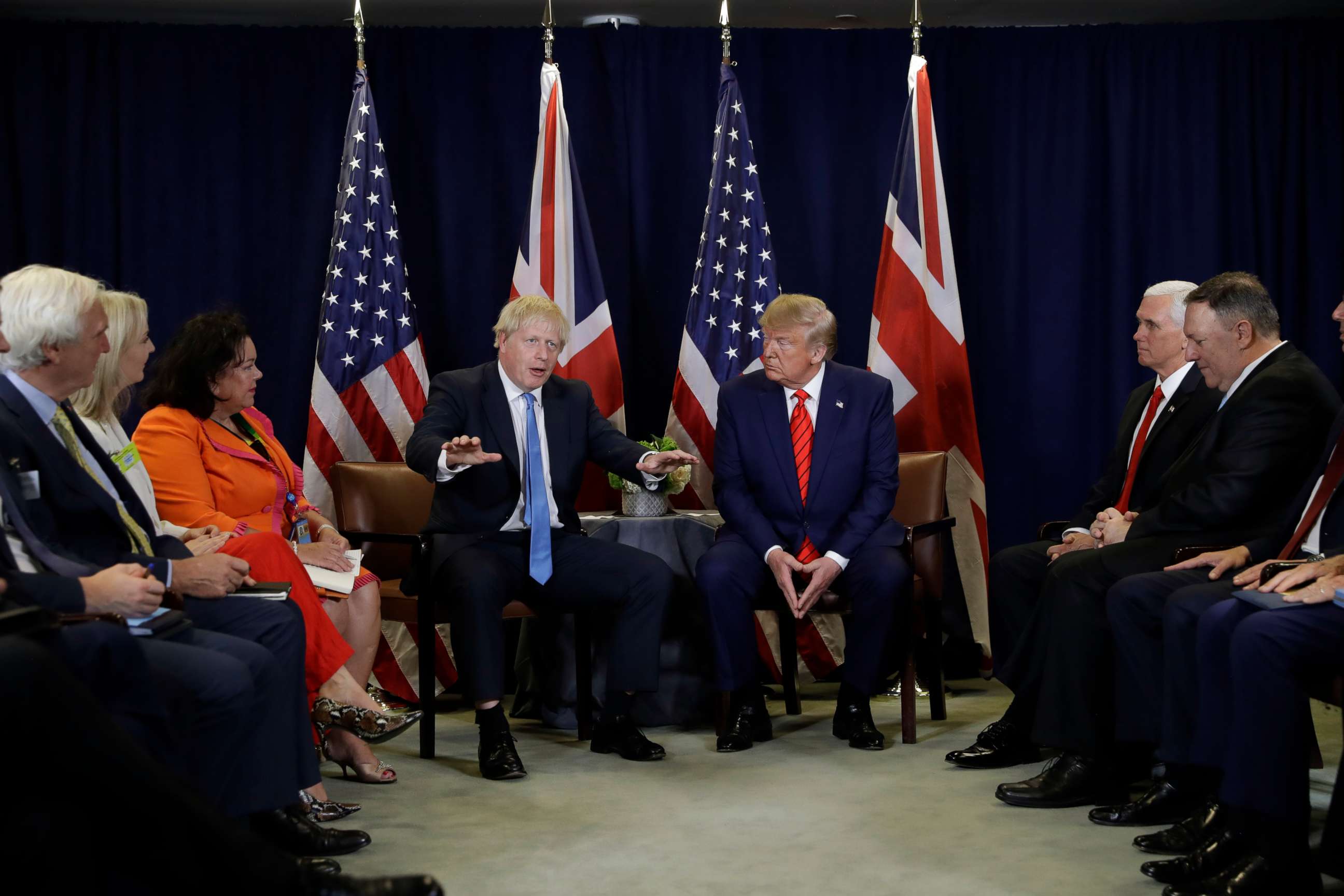 PHOTO: President Donald Trump meets with British Prime Minister Boris Johnson at the United Nations General Assembly, Tuesday, Sept. 24, 2019, in New York.