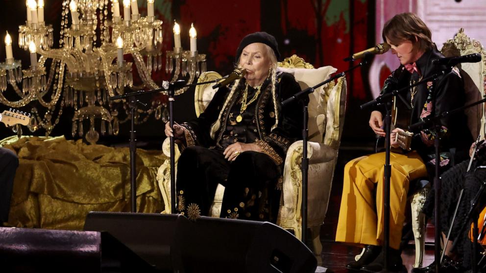 PHOTO: Joni Mitchell and Brandi Carlile perform onstage during the 66th GRAMMY Awards, Feb. 4, 2024, in Los Angeles.