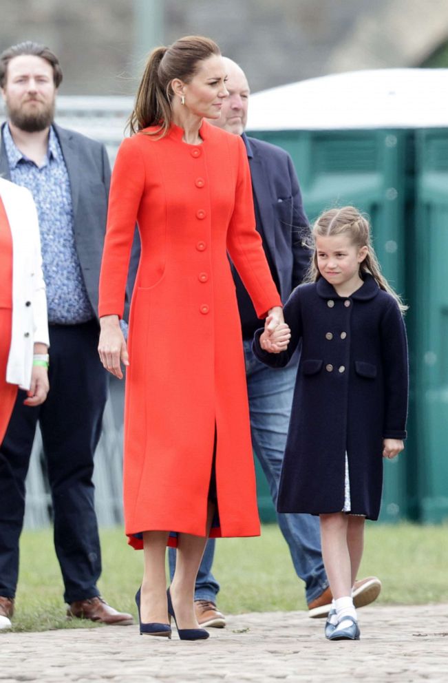 PHOTO: Catherine, Duchess of Cambridge, and Princess Charlotte of Cambridge during a visit to Cardiff Castle, June 4, 2022, in Cardiff, Wales.
