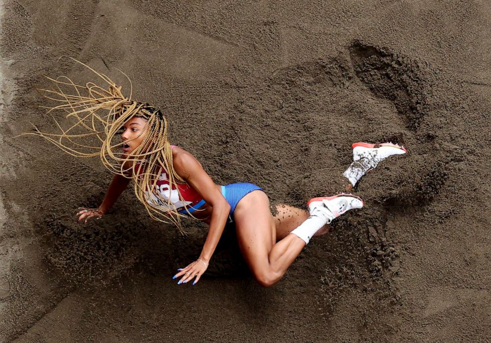 PHOTO: Tara Davis of the United States is seen in action during the long jump competition on Aug. 3, 2021 in Tokyo, Japan.