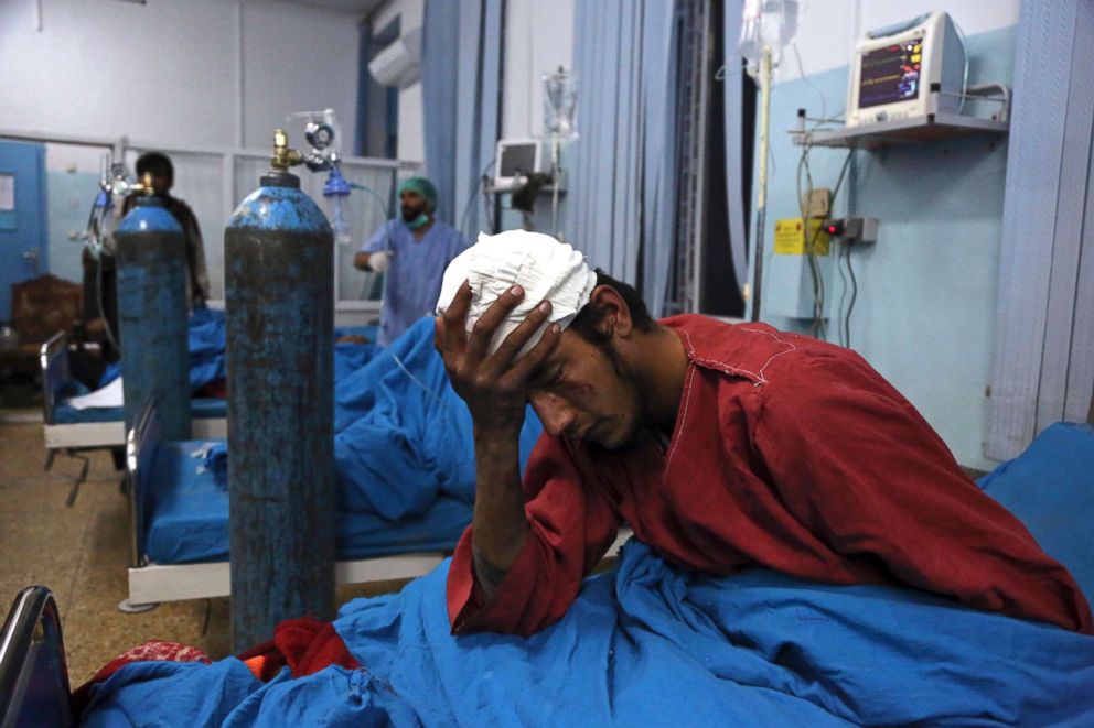 PHOTO: An injured man receives treatment at a hospital after a suicide bombing in Kabul, Afghanistan, Nov. 20, 2018.