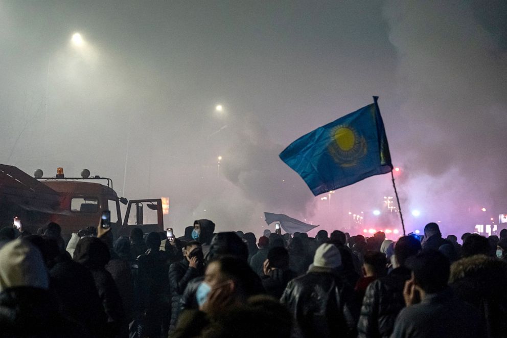 PHOTO: Protesters attend a rally in Almaty, Kazakhstan, Jan. 4, 2022, after energy price hikes.