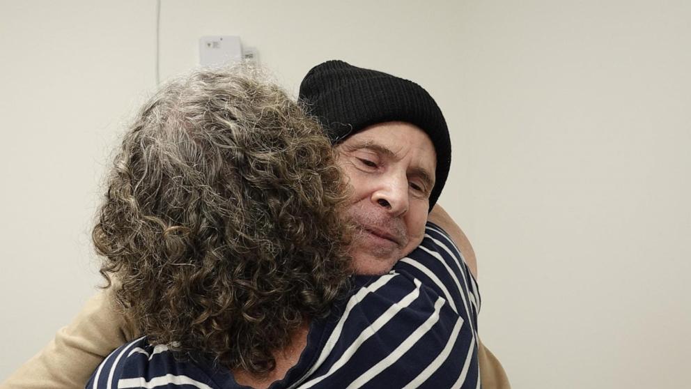 PHOTO: Keith Siegal is reunited with his wife in Tel Aviv, on Feb. 1, 2025.