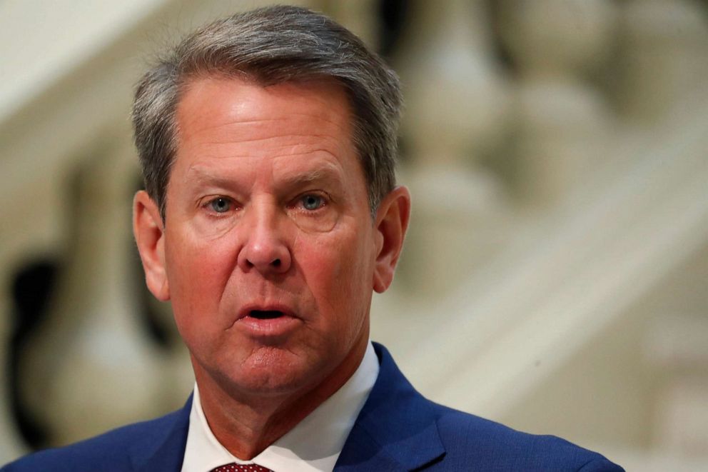 PHOTO: Georgia Gov. Brian Kemp speaks during a coronavirus briefing at the Capitol, in Atlanta, July 17, 2020.