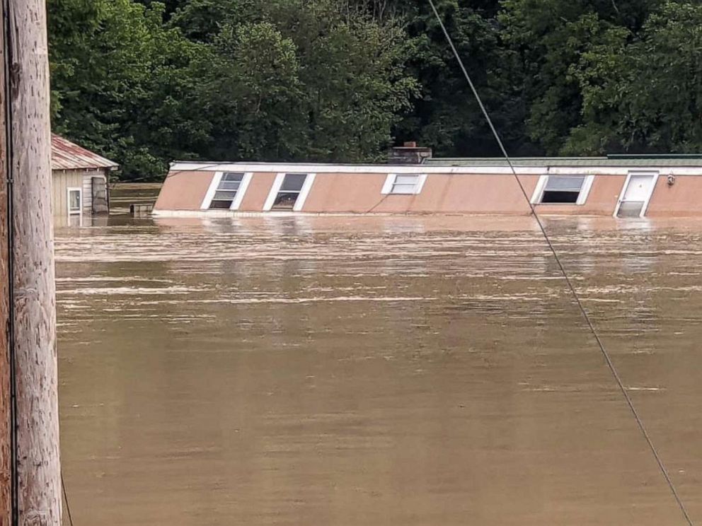 PHOTO: A submerged house is seen in flood affected area, in Breathitt County, Ky., July 28, 2022.
