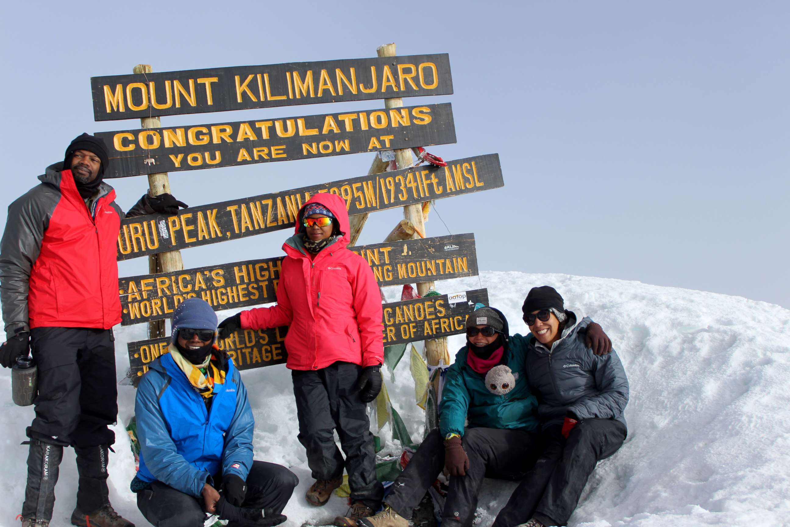 PHOTO: The five members that made it to top of Mount Kilimanjaro, Africa's highest mountain in Tanzania. From left to right: Olatunde Gholahan, Leandra Taylor, Chaya Harris, Rosemary Saal and Alora Jones.