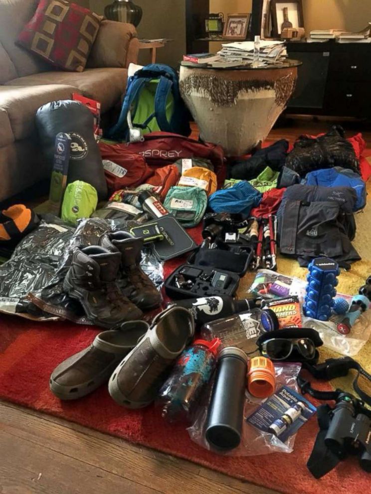 PHOTO: The climbers required an extensive gear back for the journey, gear lay downs were an opportunity for the group to see all their resources.