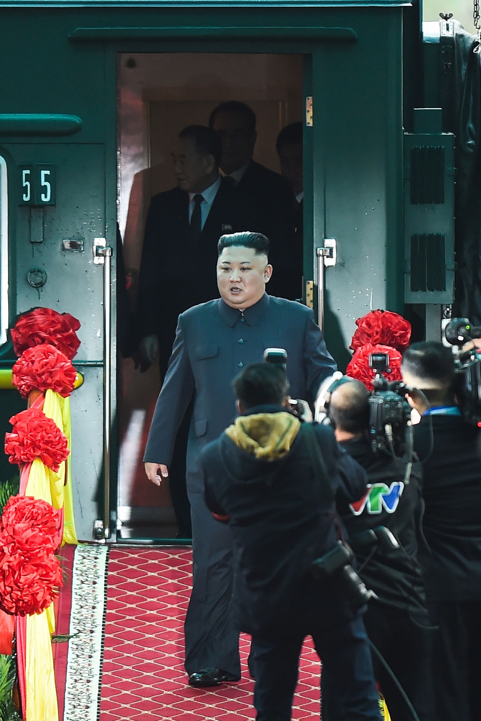 PHOTO: North Korea's leader Kim Jong Un arrives at the Dong Dang railway station in Dong Dang, Vietnam, Feb. 26, 2019, to attend the second US-North Korea Summit. 