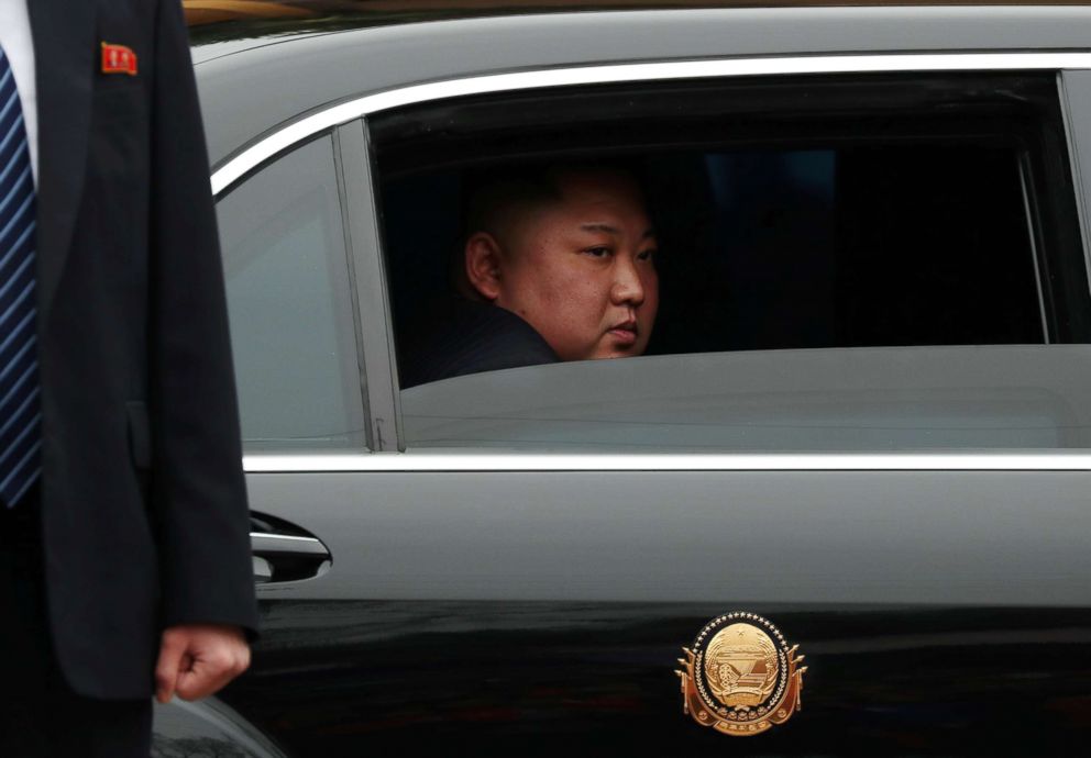 PHOTO: North Korea's leader Kim Jong Un sits in his vehicle after arriving at the Dong Dang railway station, in Vietnam, at the border with China, Feb. 26, 2019. 