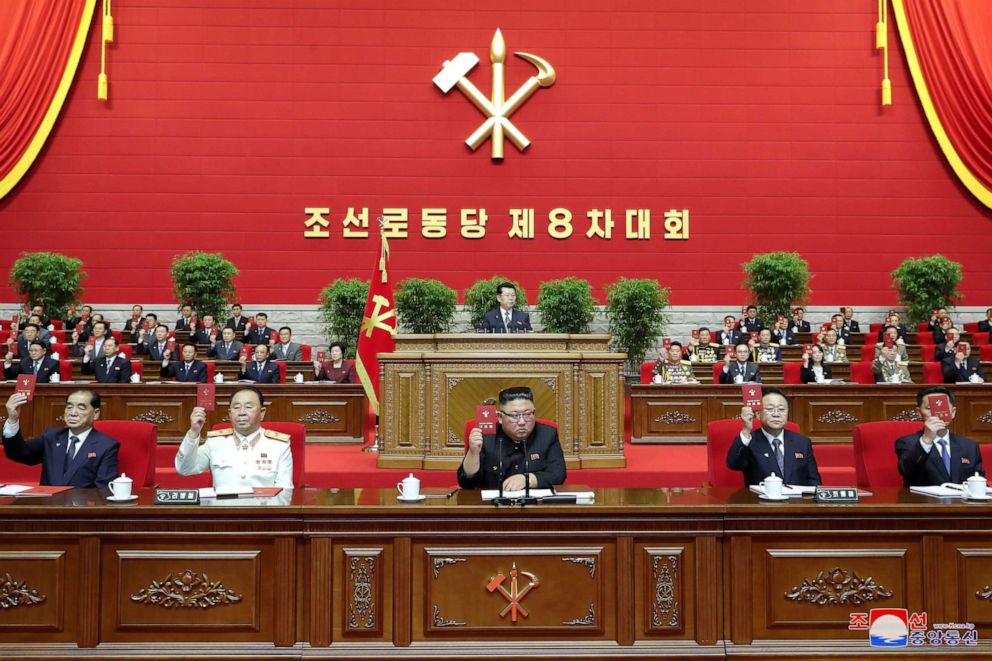 PHOTO: In this photo supplied by North Korea's state-run Korean Central News Agency, North Korean leader Kim Jong Un attends the first day of the 8th Congress of the Workers' Party of Korea in Pyongyang on Jan. 5, 2021.