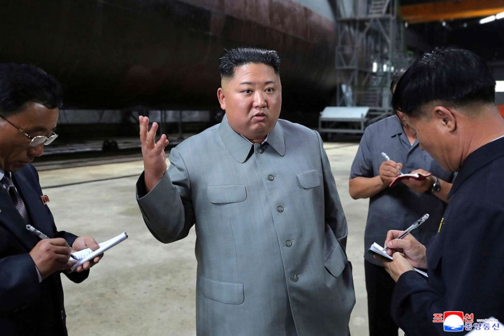 PHOTO: North Korean leader Kim Jong Un visits a submarine factory in an undisclosed location, North Korea, in this undated picture released by North Korea's Central News Agency, July 23, 2019.