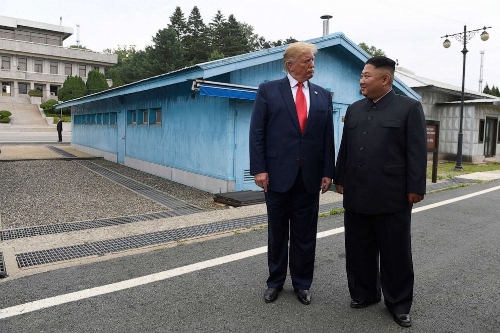 PHOTO: In this June 30, 2019, file photo, President Donald Trump meets with North Korean leader Kim Jong Un at the border village of Panmunjom in Demilitarized Zone, South Korea.