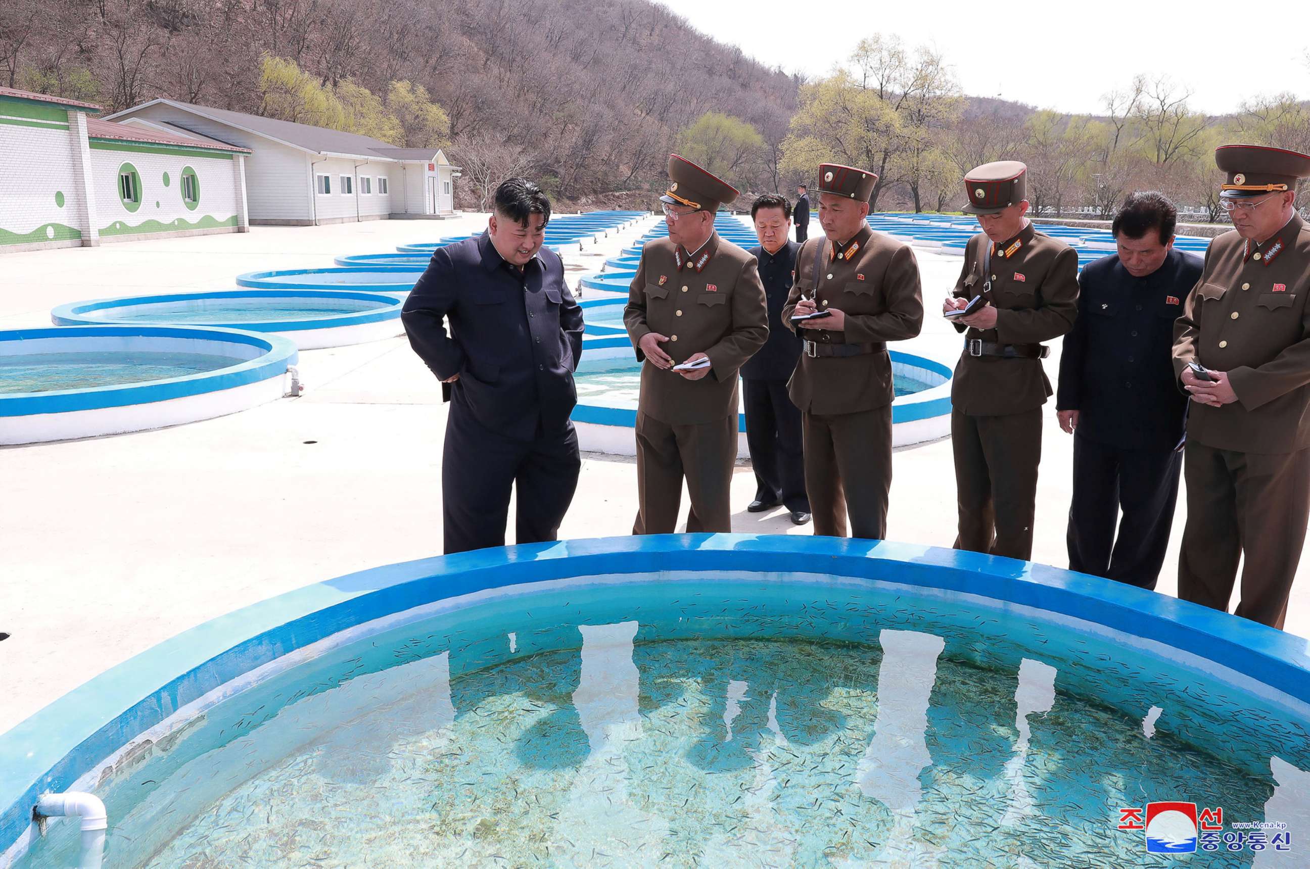PHOTO: North Korean leader Kim Jong Un gives guidance during his visit to the Shinchang Fish Farm in this April 16, 2019 photo.