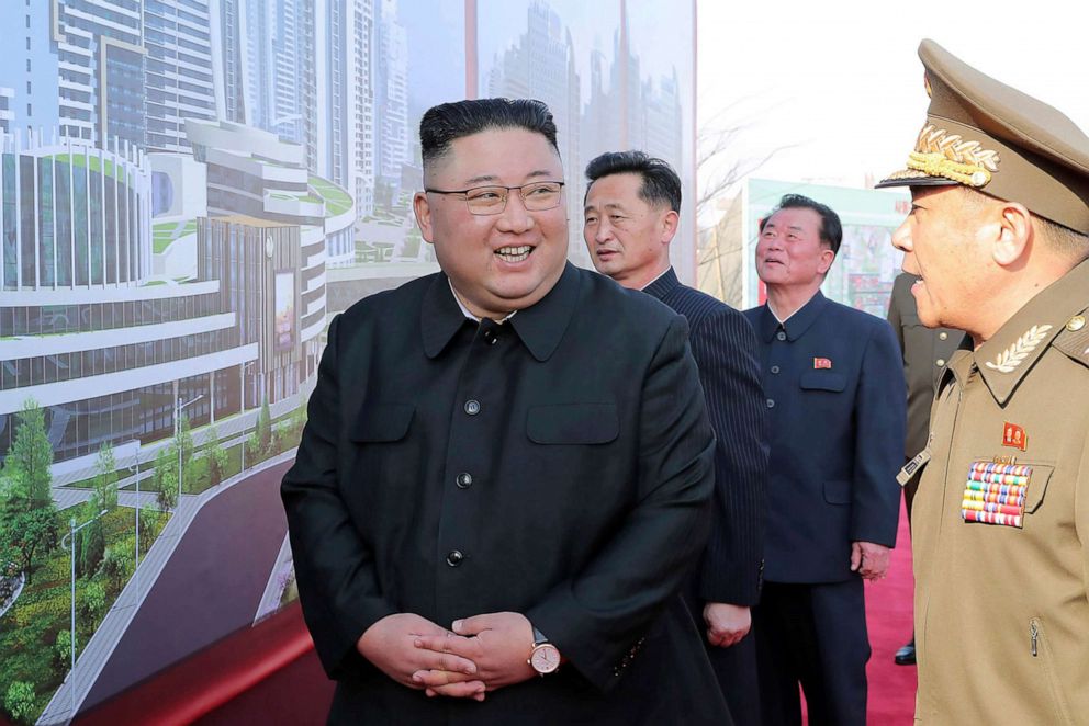 PHOTO: In this photo provided by the North Korean government, North Korean leader Kim Jong Un, center, attends a ceremony to break ground for building 10,000 homes, in Pyongyang, North Korea, Tuesday, March 23, 2021.