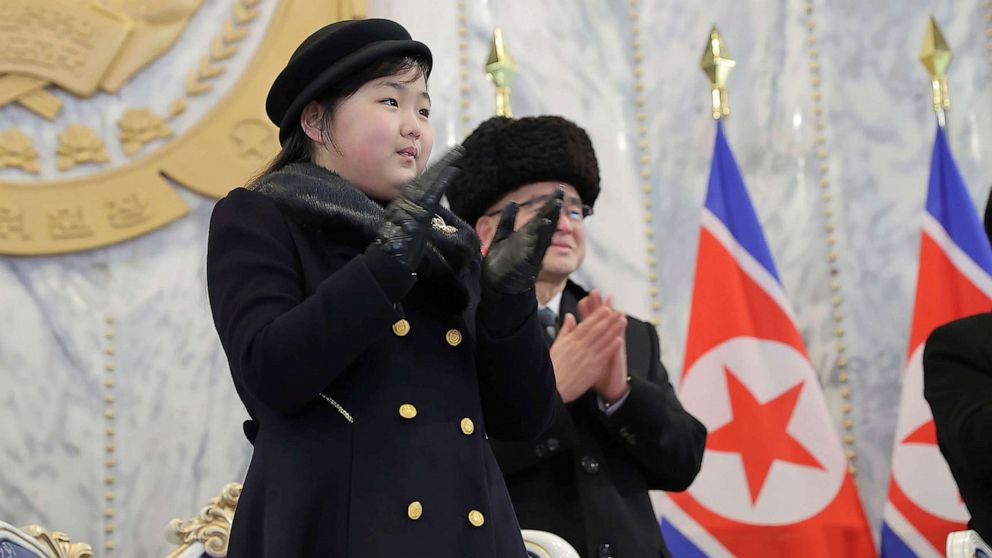 PHOTO: In this Feb. 8, 2023 file photo provided by the North Korean government, the daughter, reportedly named Kim Ju Ae, of North Korean leader Kim Jong Un in Pyongyang, North Korea.
