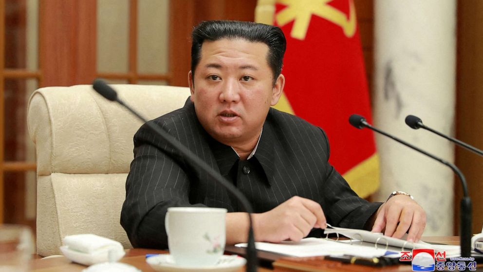 PHOTO: North Korean leader Kim Jong Un attends a meeting of the politburo of the ruling Workers' Party in Pyongyang, North Korea, Jan. 19, 2022, in this photo released by North Korea's Korean Central News Agency.
