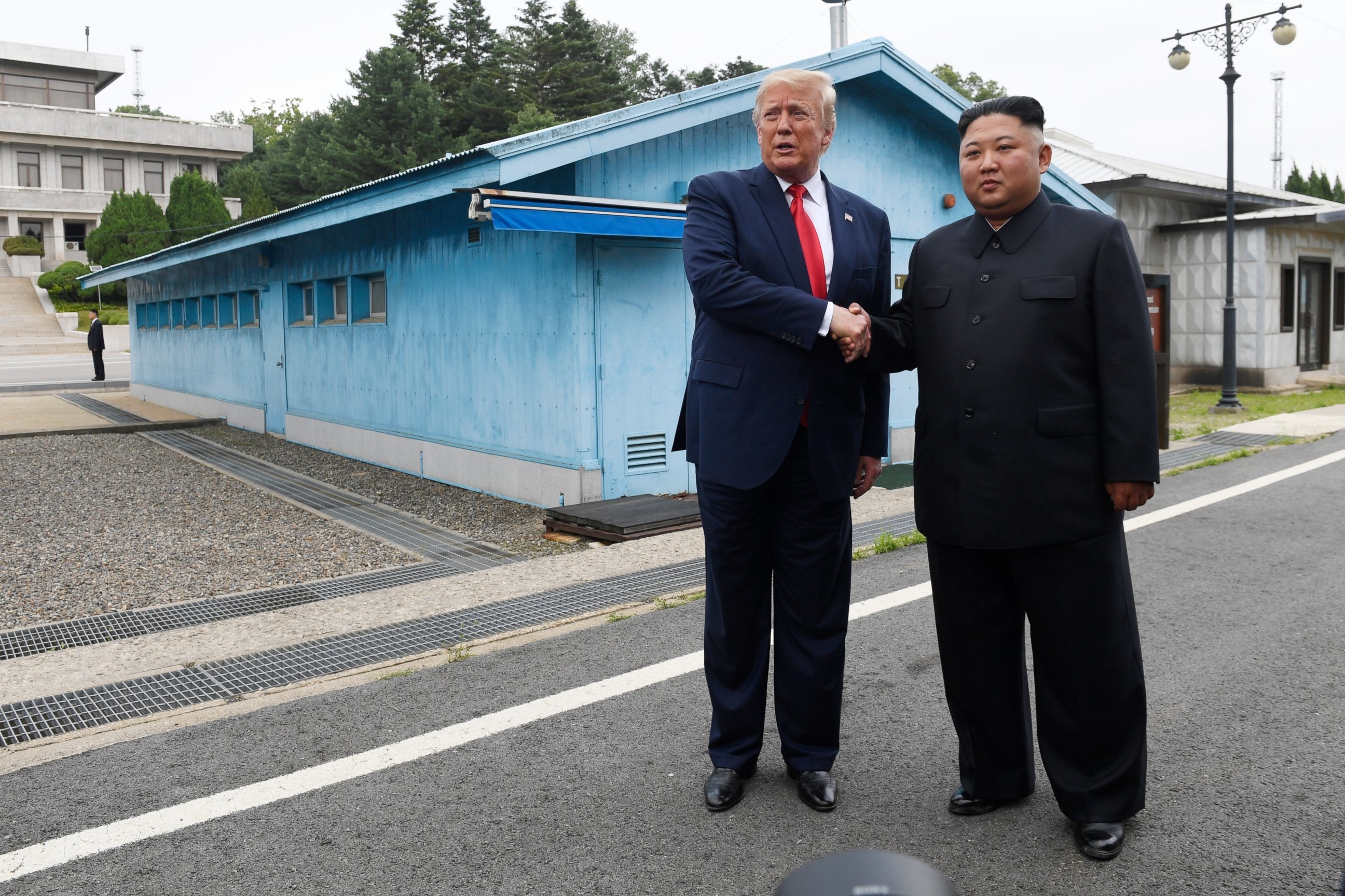PHOTO: President Donald Trump meets with North Korean leader Kim Jong Un at the border village of Panmunjom in the Demilitarized Zone, South Korea, Sunday, June 30, 2019.