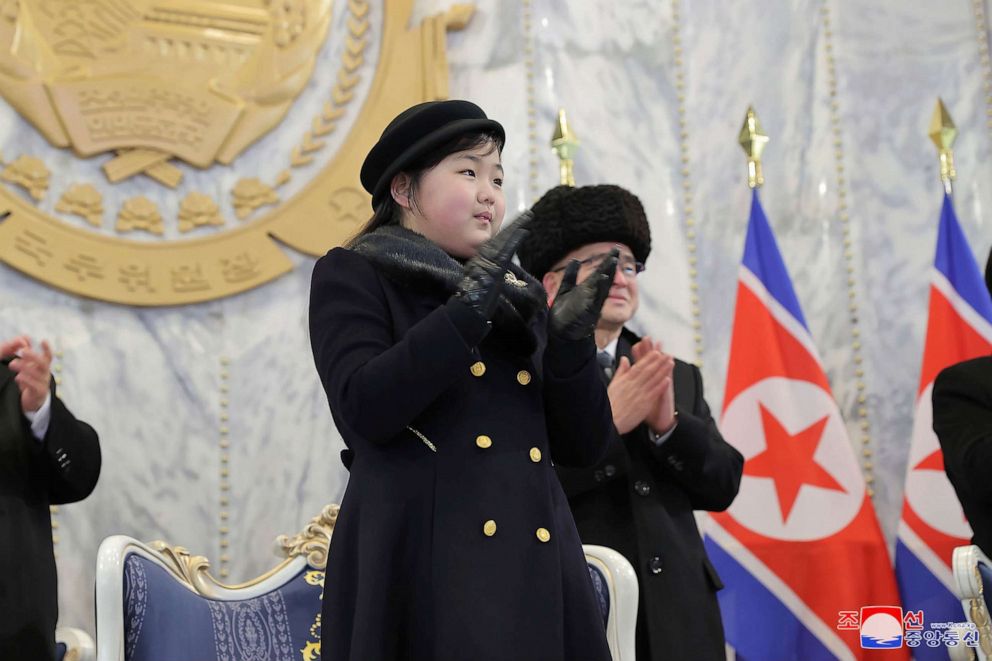 PHOTO: In this photo provided by the North Korean government, the daughter of North Korean leader Kim Jong Un attends a military parade in Pyongyang, North Korea Wednesday, Feb. 8, 2023.