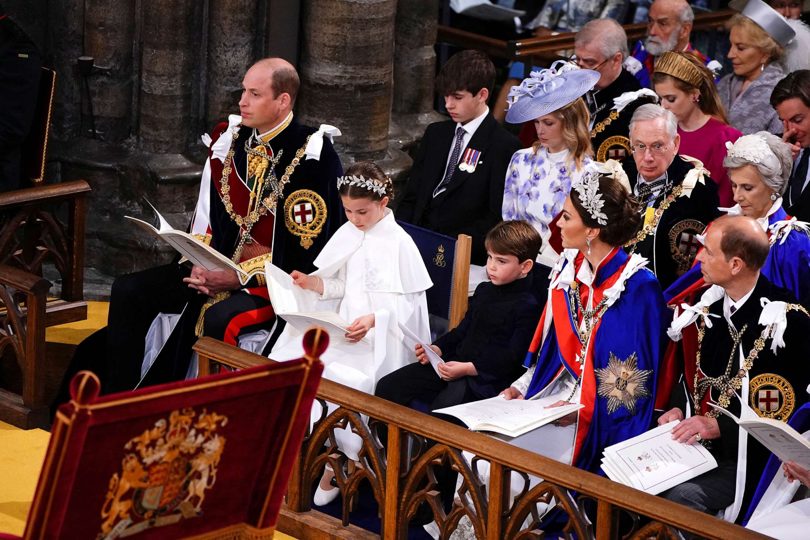 PHOTO: The Prince of Wales, Princess Charlotte, Prince Louis, the Princess of Wales and the Duke of Edinburgh at the coronation ceremony of King Charles III and Queen Camilla in Westminster Abbey, London, May 6, 2023.